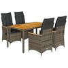 vidaXL Set da Pranzo da Giardino 5 pz con Cuscini in Polyrattan Grigio
