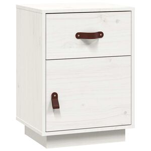vidaXL Comodino Bianco 40x34x55 cm in Legno Massello di Pino