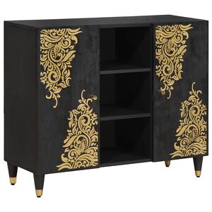 vidaXL Credenza Nero 90 x 33 x 75 cm Legno di mango massello