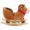 vidaXL Cavallo a Dondolo con Schienale in Peluche 60x32x50 cm Marrone