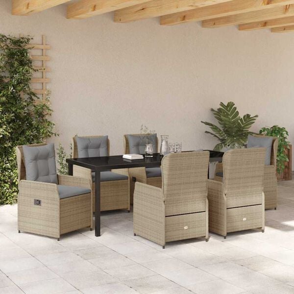 vidaXL Set da Pranzo per Giardino 7 pcs Beige e Grigio Chiaro