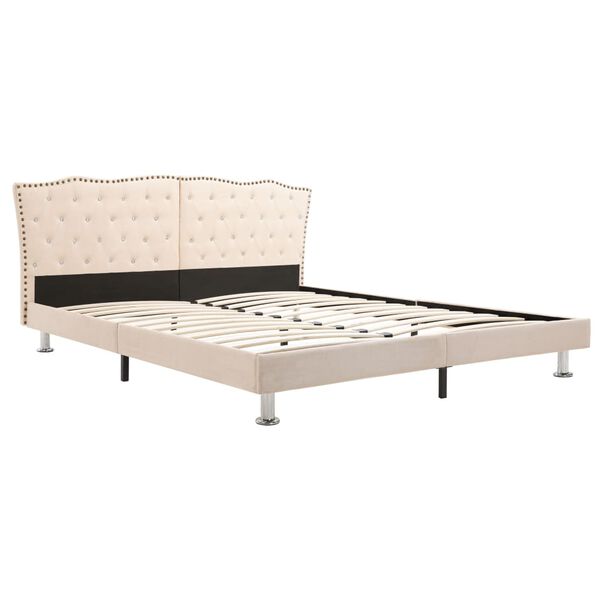 vidaXL Letto con Materasso Memory Foam Tessuto Beige 180x200 cm