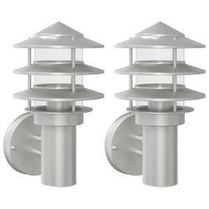 vidaXL Applique da Esterno 2 pz Argento in Acciaio Inossidabile