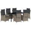vidaXL Set da Pranzo per Giardino con cuscino 7 pcs Grigio polyrattan