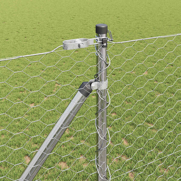 vidaXL Recinzione con pali. Argento 1.2 x 10 m