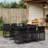 vidaXL Set da Pranzo da Giardino 7 pz Nero con Cuscini in Polyrattan