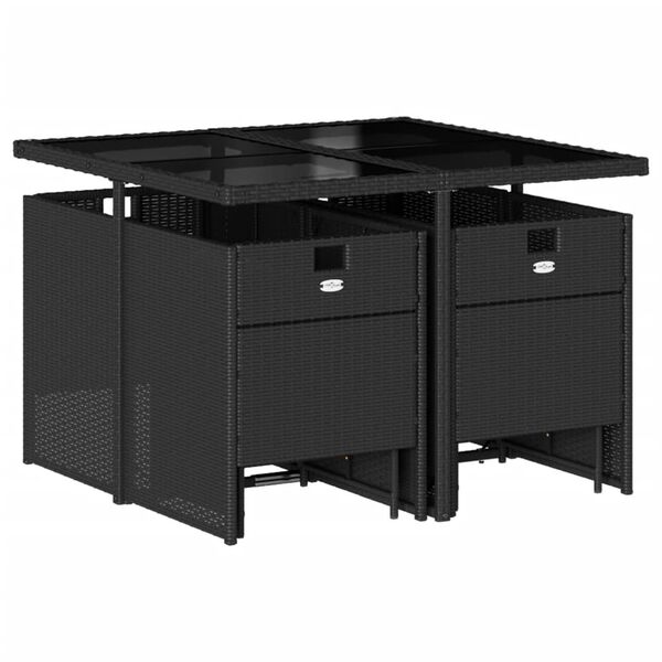 vidaXL Set da Pranzo da Giardino 9 pz con Cuscini Nero in Polyrattan