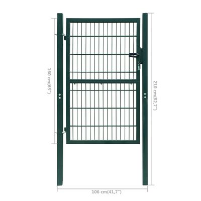 vidaXL Cancello da Giardino 2D (Singolo) Verde 106 x 210 cm