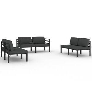 vidaXL Set Divani da Giardino 6 pz con Cuscini in Alluminio Antracite