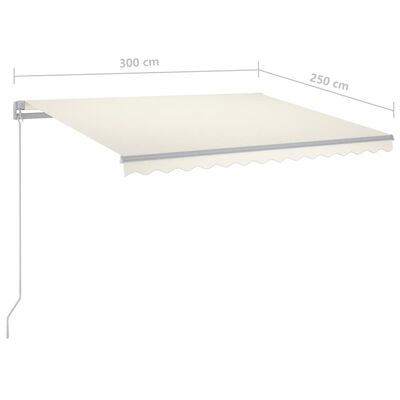 vidaXL Tenda da Sole Retrattile Manuale con LED 300x250 cm Crema