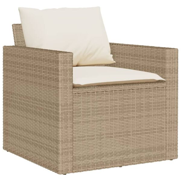 vidaXL Set Divano da Giardino 4 pz con Cuscini Beige in Polyrattan
