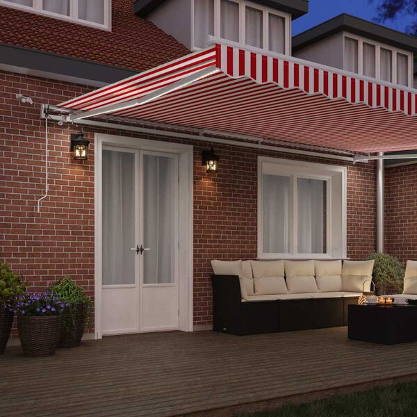 vidaXL Tenda Retrattile Rosso e Bianco 500 &times; 350 cm