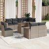 vidaXL Set Divano da Giardino 9pz con Cuscini Grigio Chiaro Polyrattan