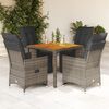vidaXL Set Bistr&ograve; da Giardino 5 pz con Cuscini in Polyrattan Grigio