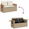 vidaXL Set Divano da Giardino con cuscino Beige Poly Rattan