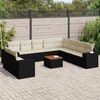 vidaXL Set Divani da Giardino 11 pz con Cuscini in Polyrattan Nero