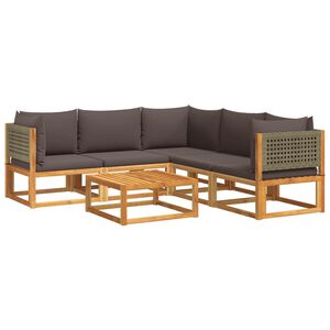 vidaXL Set di divani da giardino 6 pezzi con cuscini in legno di acacia e rattan