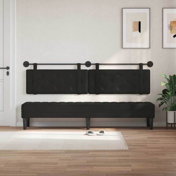 vidaXL Testata appesa Nero 210 x 55 x 5 cm Pelle Sintetica