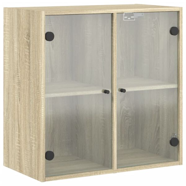 vidaXL Mobile a Muro con Ante in Vetro Rovere Sonoma 68x37x68,5 cm