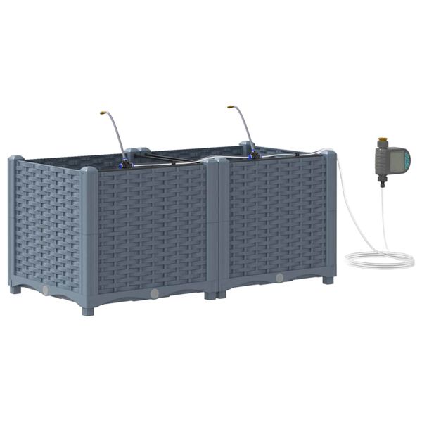 vidaXL Vaso da giardino 2 pcs Grigio Chiaro Acciaio