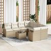 vidaXL Set Divano da Giardino con cuscino 9 pcs Beige polyrattan