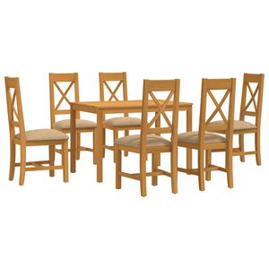 vidaXL Set da pranzo 7 pz Beige Legno di Quercia Massello