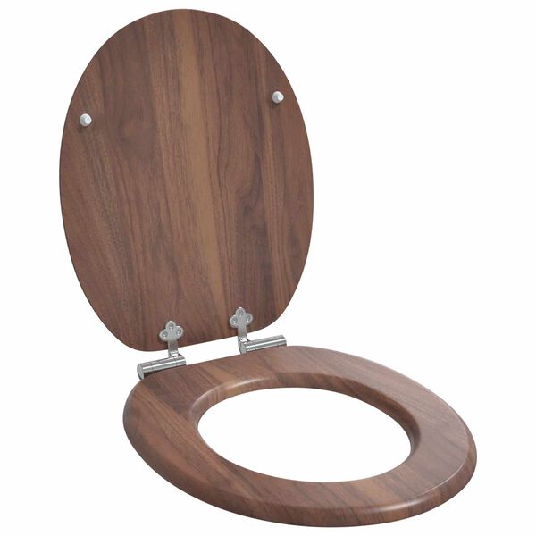 vidaXL Sedile per toilette con chiusura morbida Marrone 44 x 38 cm