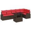 vidaXL Set Divano da Giardino 7 pcs Marrone e Rosso polyrattan