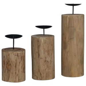 vidaXL Candelabro 3 pcs Naturale Legno massello di teak