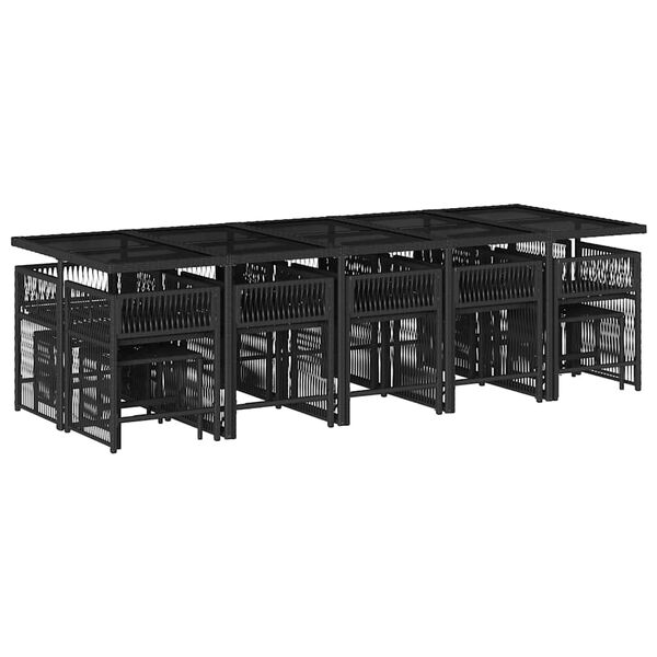 vidaXL Set da Pranzo da Giardino 15 pz con Cuscini Nero in Polyrattan