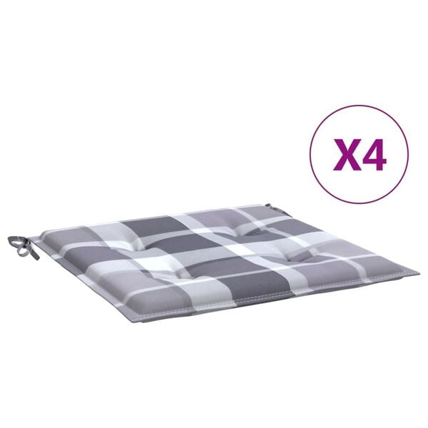 vidaXL Cuscini per Sedia 4 pz a Quadri Grigi 40x40x4cm Tessuto Oxford