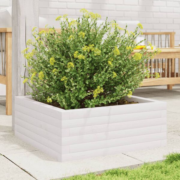 vidaXL Fioriera da Giardino Bianca 60x60x23 cm Legno Massello di Pino