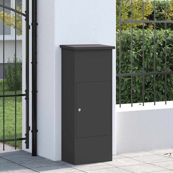 vidaXL Cassetta per pacchi con porta Nero 44,5 x 29 x 110,5 cm Acciaio