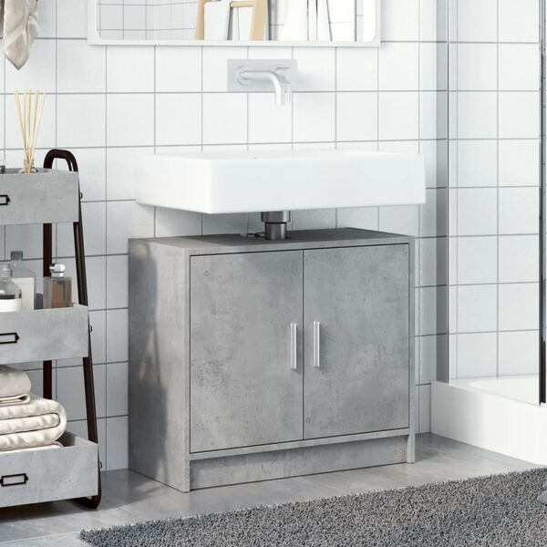 vidaXL Mobile Lavabo Grigio Cemento 63x29x55 cm in Legno Multistrato