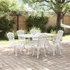 vidaXL Set da Pranzo per Giardino 7 pcs Bianco Alluminio