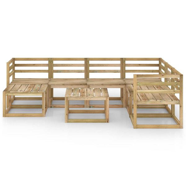 vidaXL Set Divani da Giardino 8 pz in Legno di Pino Impregnato Verde