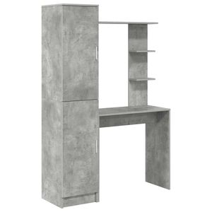vidaXL Scrivania con lo scaffale con archiviazione 2 pz Grigio cemento