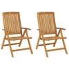vidaXL Sedie pieghevoli reclinabili, 2 pezzi, in legno massello di teak