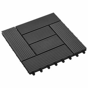 vidaXL Piastrella per Decking 11 pcs Nero 30 x 30 cm WPC