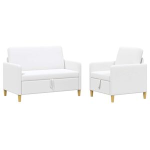 vidaXL Set di Divani con Storage 2 pz Bianco Poliestere