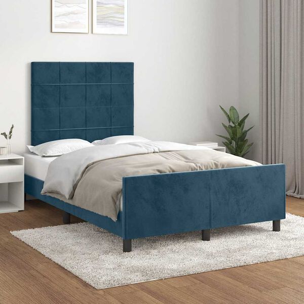 vidaXL Giroletto senza Materasso Blu Scuro 120x190 cm Velluto