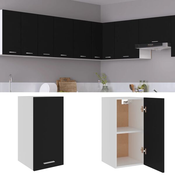 vidaXL Mobile Pensile &ldquo;Lyon&rdquo; Nero 29,5x31x60 cm in Legno Multistrato