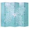 vidaXL Paravento Pieghevole 228x170 cm Stampa Farfalla Blu