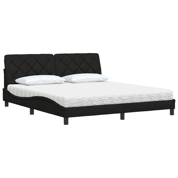 vidaXL Letto con Materasso Nero 180x200 cm in Tessuto