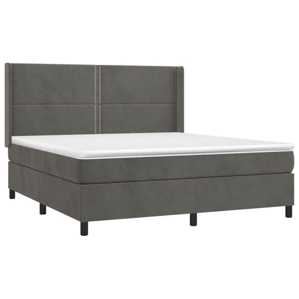vidaXL Letto a Molle con Materasso e LED Grigio Scuro 180x200 cm