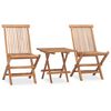 vidaXL Set da Pranzo Giardino Pieghevole 3 pz Cuscino Massello di Teak