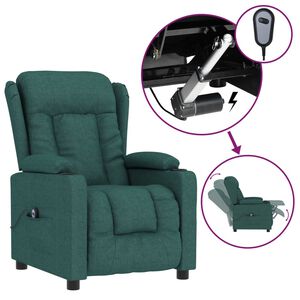 vidaXL Poltrona Elettrica Reclinabile Verde Scuro in Tessuto