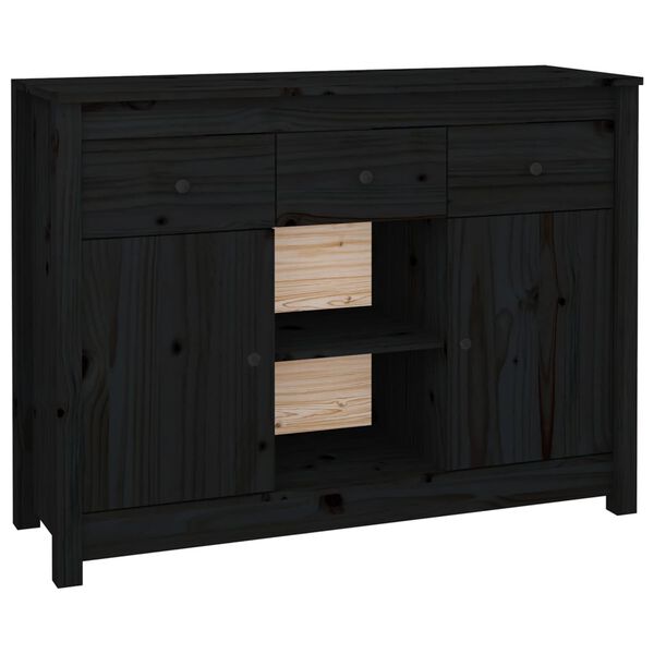 vidaXL Credenza Nera 100x35x74,5 cm in Legno Massello di Pino