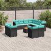 vidaXL Set Divani da Giardino 12pz con Cuscini Nero in Polyrattan