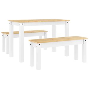vidaXL Set da Pranzo 3 pz PANAMA Bianco in Legno Massello di Pino